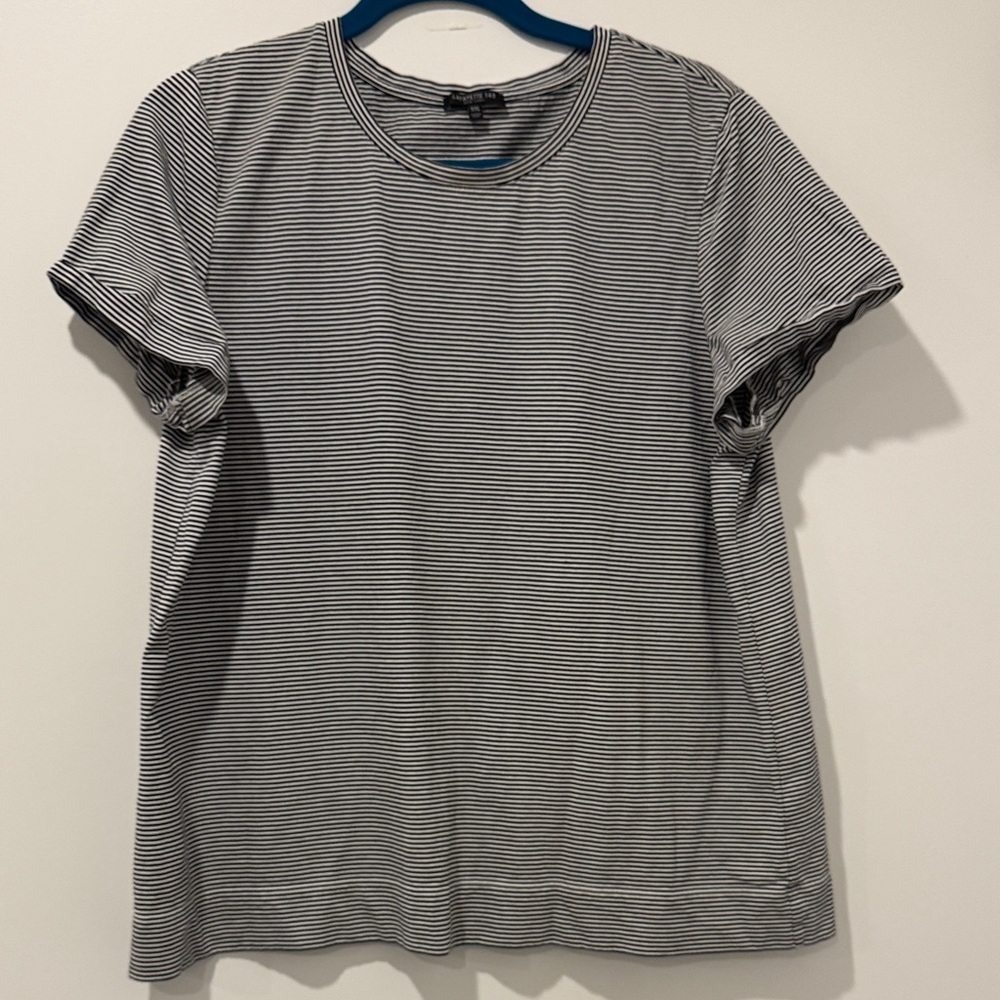Lafayette 148 New York Monochrome Striped Short Sleeve Tee